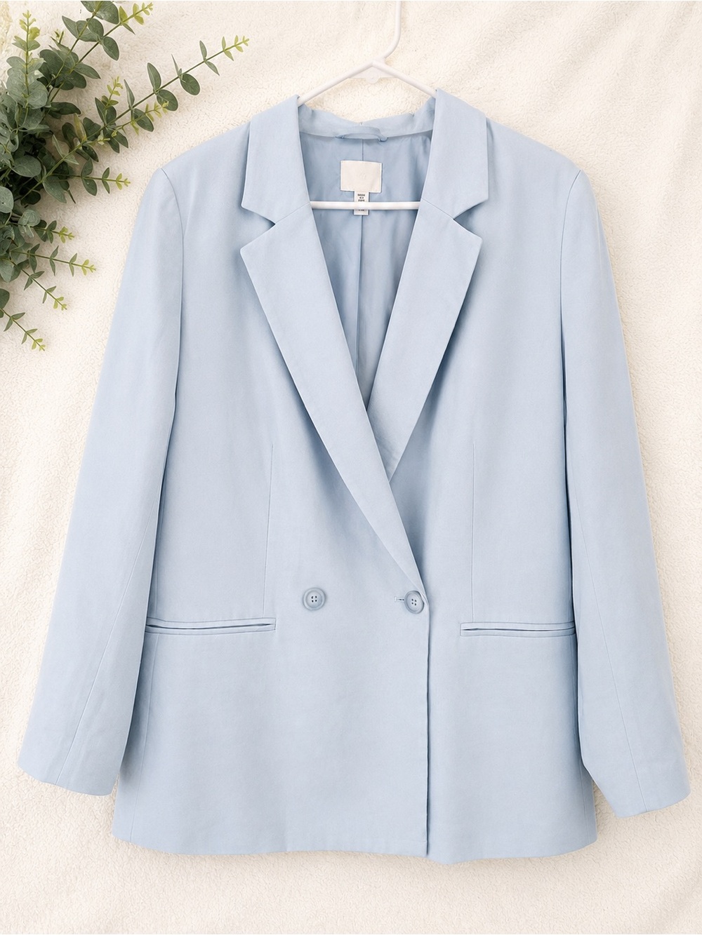 H&M Pale Blue Double-Breasted Women's Blazer-NWOT